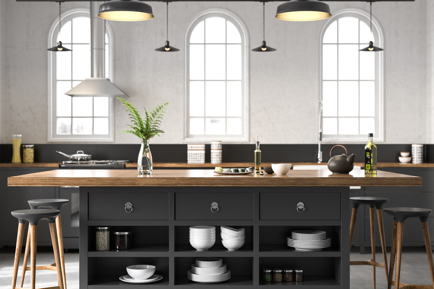 Black Industrial Kitchen